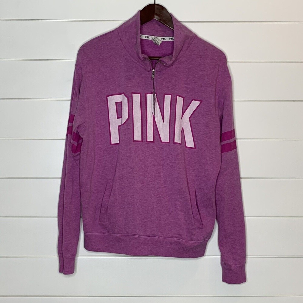 Victoria's Secret PINK Medium Top 1/4 Zip Pullover Sweatshirt Color Pink Magenta
